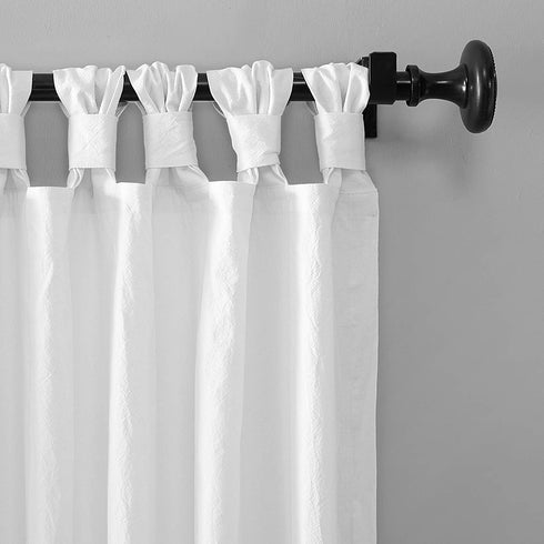 Archaeo 54874 Washed 100% Cotton Twist Tab Curtain, 52" x 84" Panel, White
