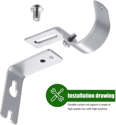 Frienda 4 Pieces Curtain Rod Brackets General Adjustable Curtain Brackets Valance Support Holders Curtain Rod Holder Wall Bracket Hooks with Screws for 1 Inch Diameter Curtain Rod (Painted Silver)