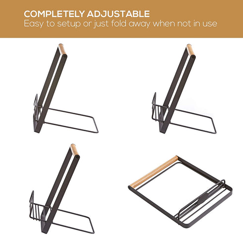 Regal Trunk Metal Cookbook Holder Stand - Recipe Book Holder - Adjustable And Foldable Cookbook Stand For Kitchen Counter - Book Holders For Reading Hands Free - Ipad Stand Or Mini Easel Stand