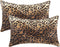 CARRIE HOME Soft Plush Leopard Print Faux Fur Lumbar Pillow Covers for Home Couch Sofa (Set of 2, 12x20 inch)