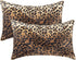 CARRIE HOME Soft Plush Leopard Print Faux Fur Lumbar Pillow Covers for Home Couch Sofa (Set of 2, 12x20 inch)