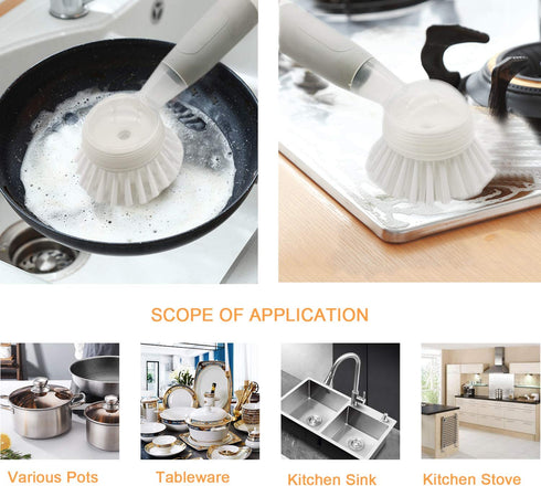 IZSOHHOME Silicone Brush Set for Kitchen ,Dish Brush,Bottle Brush,Scrub Brush with Soap Dispenser,countertop Cleaning Brush,Kitchen Cleaning (5pack)
