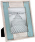 Barnyard Designs Rustic Distressed Picture Frame, 8" x 10" Wood Photo Frame in White and Turquoise