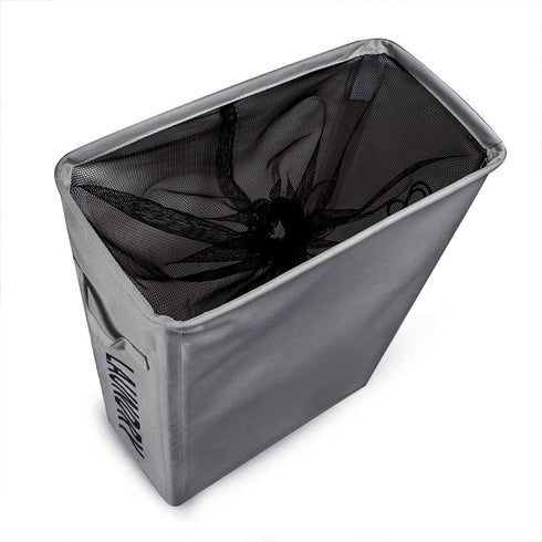 ZERO JET LAG 45L Slim Laundry Hamper on Wheels Rolling Thin Laundry Basket Clothes Basket Tall Dirty Clothes Bin Storage Basket Organizer Sorter Bedroom Bathroom 15—8—22 in (22 Inches,Grey)