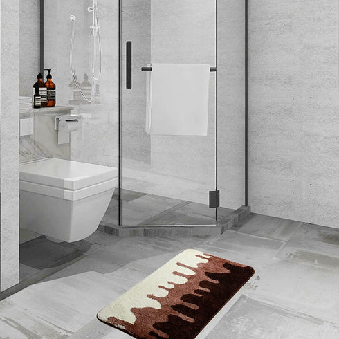 Bathroom Rugs, Soft Non-Slip Bathroom Mat, Super Absorbent Bath Mats for Bathroom Floor Toilet Bedroom (20"×32" Brown and White) Wyhouse