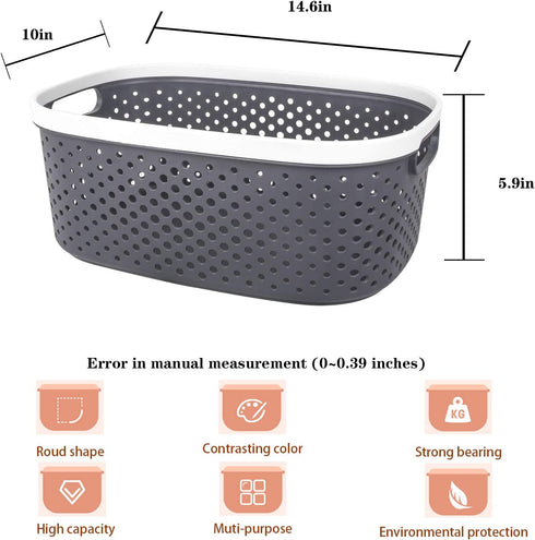 Plastic Storage Baskets with Handles Shower Caddy Portable Storage Bins Organizer for Bathroom Dorm Household Storage Bedroom and Kitchen, Black
