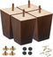 SHANJUE Wood Furniture Legs 4 inch Sofa Legs Set of 4,Square Brown Couch feet,Mid Century Chair Legs,Replacement Couch Legs, for Dresser Legs Sideboard Recliner Coffee Table