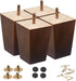 SHANJUE Wood Furniture Legs 4 inch Sofa Legs Set of 4,Square Brown Couch feet,Mid Century Chair Legs,Replacement Couch Legs, for Dresser Legs Sideboard Recliner Coffee Table