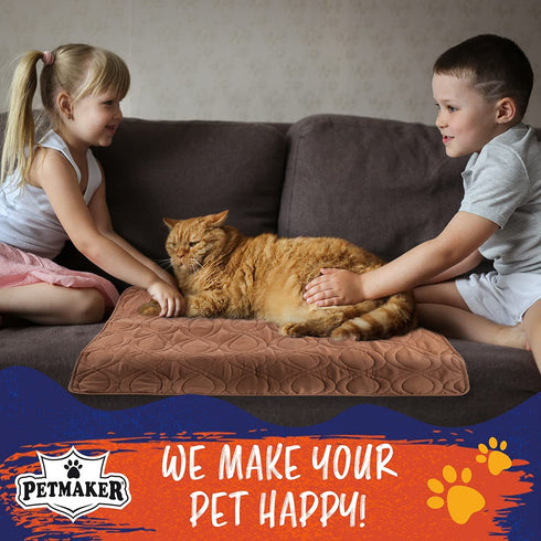 PETMAKER - 100% Waterproof Furniture Protector Pad Mat Quilted Cover, Shields Couch, Bed, and Sofa from Bedwetting, Stains, Spills, Accidents - Suitable for Pets, Kids, Adults (Brown) - 36x28