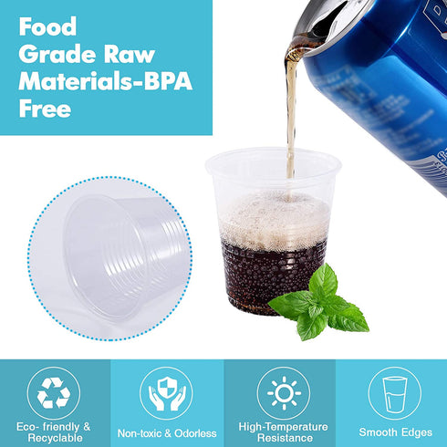 300 Pack 9oz Clear Plastic Cups?Disposable Mouthwash Cups,9 Ounce Cups-Party Cups Ideal for Whiskey, Drinking Tasting, Food Samples