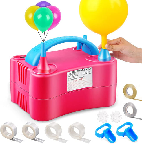Balloon Pump Electric, Keaibuding Balloon Air Pump Dual Nozzle Balloon Inflator Blower with Balloon Arch Strip Kit for Party Supplies Baby Shower Decorations