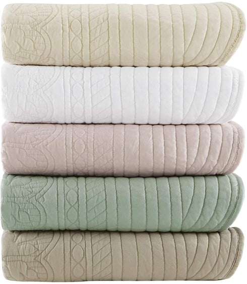 Madison Park Tuscany Luxury Oversized Quilted Throw with Scalloped Edges Seafoam 60x72 Quilted Premium Soft Cozy Microfiber For Bed, Couch or Sofa