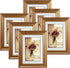MEBRUDY 4x6 Picture Frames Set of 6, Display Pictures 4x6 with Mat or 5x7 Without Mat, Gold Photo Frames for Wall Mount or Table Top