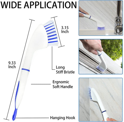 Floor Scrub Brush, ITTAR Tile Floor Bathroom Bathtub Kitchen Deck Multi-Use Adjustable Floor Cleaning Brush with 31-55 Inch Long Handle Stiff Bristle Deck Brush with Small Grout Brush