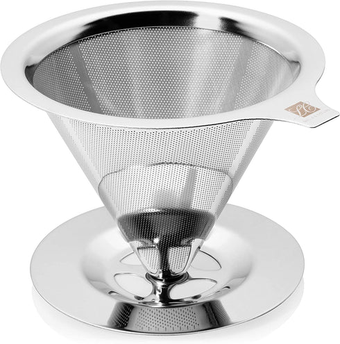 Pour Over Coffee Dripper - Slow Drip Ultra Fine Double Layer Pour Over Coffee Maker - 304 Stainless Steel Coffee Filter - Paperless and Reusable - Eco Friendly and Cost Saving