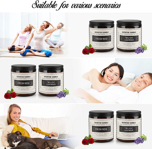 Candles, Scented Candle Gift Set, 2 Pack 14.4 Oz Soy Wax Candle Set, Scented Candles for Home, Lavender & Sandalwood Rose Aromatherapy, Women Gifts for Birthday, Mother's Day, Valentine's Day