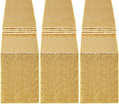Gold Table Runners Rectangle Sequin Table Runner 3 Pack 12x108 Inch Sparkle Table Covers for Wedding Birthday Party Table Decorations