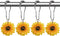 CHICTIE Sunflower Shower Curtain Hooks Rings, Yellow Flowers Decorative Shower Curtain Hooks, 12 Pcs Rustproof Shower Rings for Bathroom Set (Yellow Sunflower)