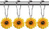 CHICTIE Sunflower Shower Curtain Hooks Rings, Yellow Flowers Decorative Shower Curtain Hooks, 12 Pcs Rustproof Shower Rings for Bathroom Set (Yellow Sunflower)