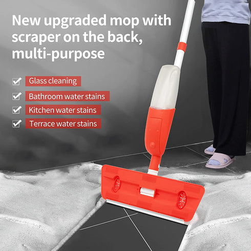 Small Spray Floor Mop - 360 Degree Spin Hardwood Floor Mop with 360ML Refillable Tank, 3 Washable Mop Pads, 10 Pcs Disposible Mop Pads, Dust Dry Wet Mop for Kitchen Laminate Hardwood Ceramic
