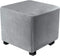 DUJUIKE Ottoman Covers Slipcover Square Ottoman Covers Protector for Footrest Foot Stool Furniture Stretch Comfortable Velvet with Elastic Bottom (Length & Width:13-18", Height:15-18", Light Grey)