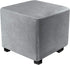 DUJUIKE Ottoman Covers Slipcover Square Ottoman Covers Protector for Footrest Foot Stool Furniture Stretch Comfortable Velvet with Elastic Bottom (Length & Width:13-18", Height:15-18", Light Grey)