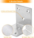 22 PCS Sliver Corner Brace, Stainless Steel 50MM X 50MM X 50MM Heavy Duty L Bracket for Furniture, Corner Steel Joint Right Angle Shelf Support Corner for Shelves, Furniture and Cabinet, Round End