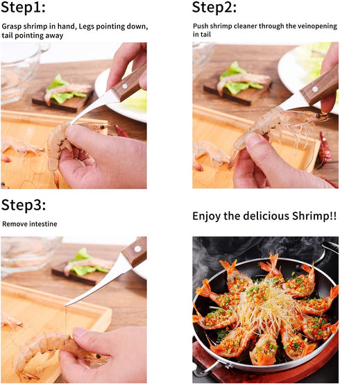 Shrimp Deveiner Tool and Peeler Seafood Tools Shrimp Cleaner Knife Premium Stainless Steel Prawn Peeling Machine Tweezers Peel Cleaning Device for Kitchen (2 Multipack)