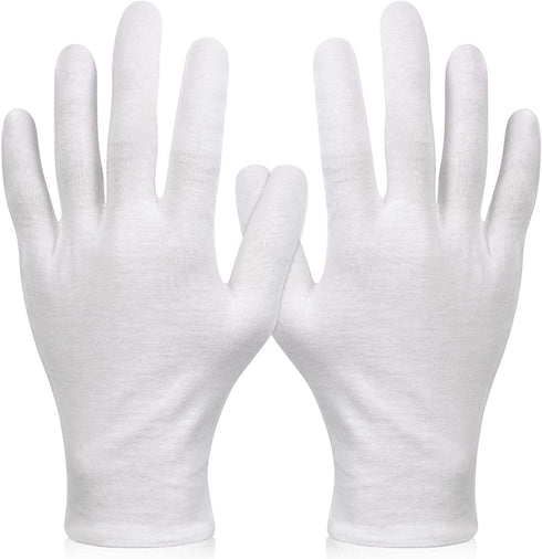 Paxcoo 6 Pairs XL White Cotton Gloves for Dry Hand Moisturizing Cosmetic Eczema Hand Spa and Coin Jewelry Inspection
