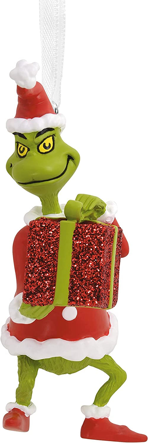 Hallmark Dr. Seuss How The Grinch Stole Christmas! Grinch with Present Christmas Ornament 2021, Multicolor