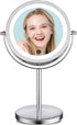 Lighted Makeup Mirror, 7X Magnifying Mirror with Touch Screen Adjustable LED Light, 7 Inch Mirror with Lights Double Sided 360 Degree Rotation