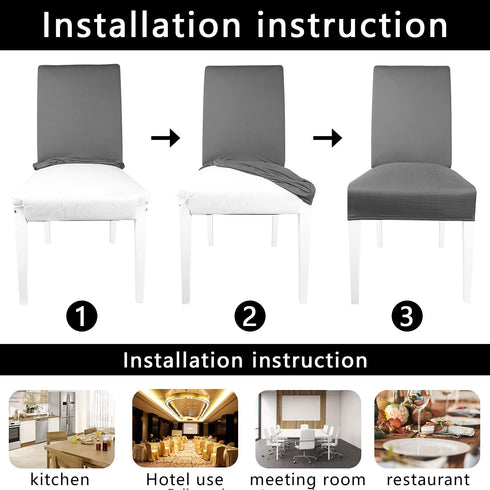 Dining Room Chair Slipcovers Stretch Spandex Chair Covers for Dining Kitchen Set of 6 (Light Grey, 6 Pack)