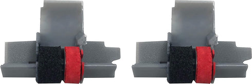 Package of Two Casio HR-100TM and HR-150TM Calculator Ink Roller, Black and Red, Compatible