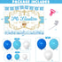 78PCS Mi Bautizo Banner Backdrop Blue Balloons Garland Kit for He God Bless Baby Boy Baptism Party Decorations First Communion Decor Christening Celebration Accessories Gender Photo Background Ideas