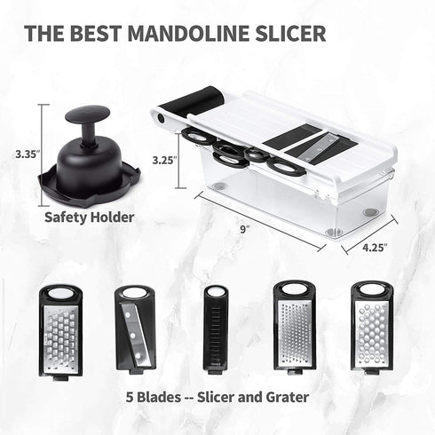 LHS Mandoline Slicer 5 in 1 Vegetable Slicer and Chopper Veggie Slicer with Container Onion Slicer, Grater, Cutter for Potato and Tomato