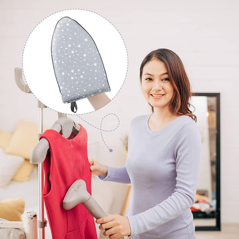Garment Steamer Ironing Gloves Anti Steam Glove Waterproof Heat Resistant Gloves Complete Care Protective Garment Steaming Mitt with Finger Loop for Clothes Steamers (Star Pattern, Gray)