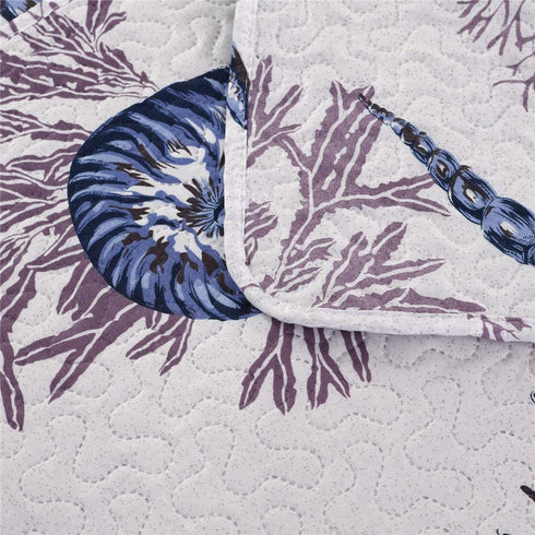 King Size Quilt Set Beach Quilt Bedding King Quilts Bedspread Coverlet Coastal Ocean Bedding Summer Lightweight Reversible Quilt Beach Bed Spread Coverlet Starfish Conch Shell Home Decor Quilt Blue