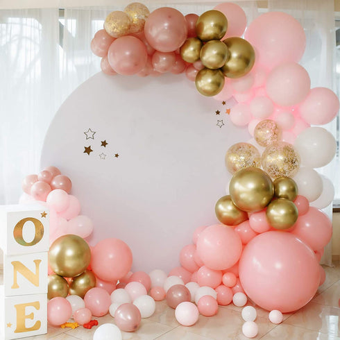 RUBFAC 92pcs Metallic Gold Balloons Chrome Gold Balloon Different Sizes 18 12 10 5 Inch Gold Latex Balloons for Birthday Party Graduation Baby Shower
