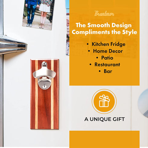 Bruntmor, CAPMAGS Strong Magnetic w/Zinc Alloy Beer Opener & Cap Catcher - Metal Magnetic (Epitong)