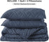 Quilt Set Queen Size Navy Blue, Classic Geometric Diamond Stitched Pattern, Pre-Washed Ultra Soft Lightweight Quilted Bedspread Coverlet for All Season