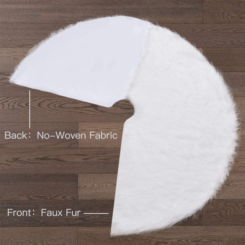 Large Christmas Tree Skirt, 60 Inch White Faux Fur Christmas Tree Skirt,Big Size Velvet Plush Xmas Tree Skirt for Xmas Holiday