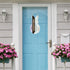 Rustic Wood Easter Bunny Silhouette with Pom Pom Tail Hanging Front Door Decor Sign - Wall Art Spring Decoration (Blue)