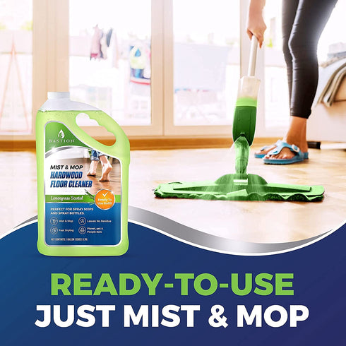 Hardwood & Laminate Liquid Floor Cleaner Solution - Multi-use - Water-Based, Safe, Gentle, & Natural - Removes Dirt, Stains, & Odors - Lemongrass Scent, 1 Gallon (128 oz.)