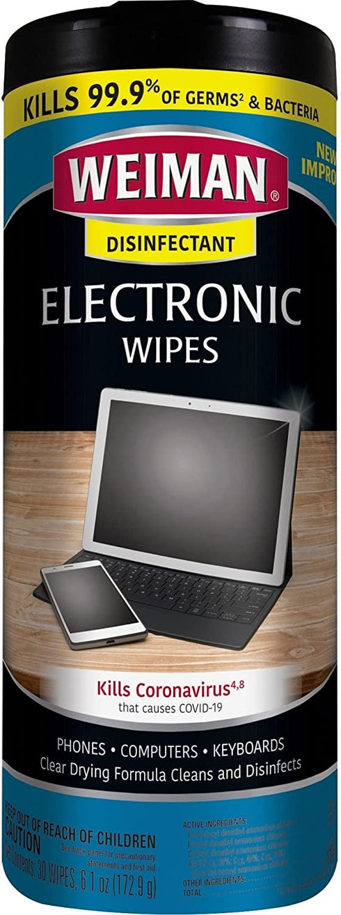 Weiman Anti-Static Electronic Cleaning Wipes For LCD Screens, Computers, TVs, Tablets, E-readers, Smart Phones, Netbooks, and Touchscreens , 30 Count (Pack of 1)