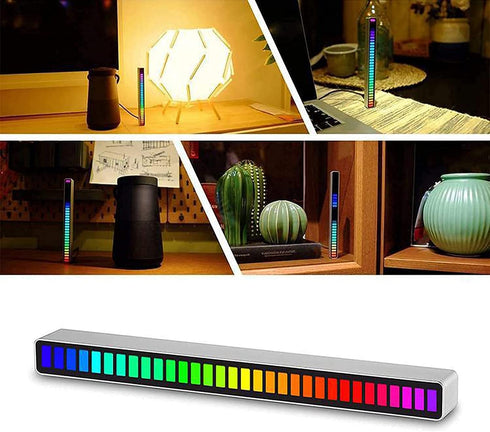 Voice Control Wireless Stereo Music Spectrum LED Light Audio Level Indicator Pickup Rhythm for Car Player Atmosphere Bedroom Ambient Lighting (40 LED Black)