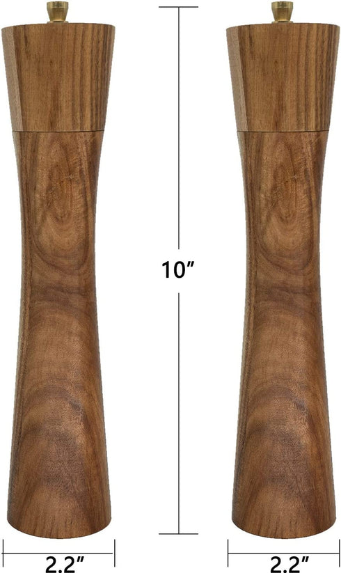 Wooden Pepper Grinder,10Inch pepper mill Acacia Wood salt pepper grinder refillable with Adjustable Coarseness, salt and pepper shaker Tableware Gifts1PC