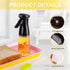 Olive Oil Sprayer for Cooking - 300ml Oil Dispenser Bottle Spray Mister - Portable Refillable Food Grade Oil Vinegar Spritzer Sprayer Bottles for Kitchen, Air Fryer, Salad, Baking, Grilling, Frying (Black)