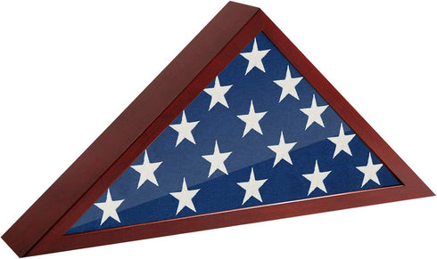 Americanflat Flag Case for Veterans - Fits a folded 3' x 5' American Military Flag - Triangle Display with Polished Plexiglass (Mahogany)
