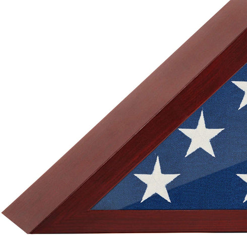 Americanflat Flag Case for Veterans - Fits a folded 3' x 5' American Military Flag - Triangle Display with Polished Plexiglass (Mahogany)