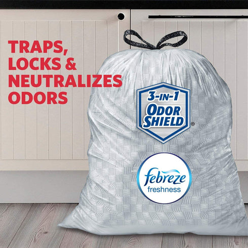 Glad Tall Kitchen Drawstring Trash Bags - OdorShield 13 Gallon Grey Trash Bag, Febreze Citrus and Zest - 40 Count